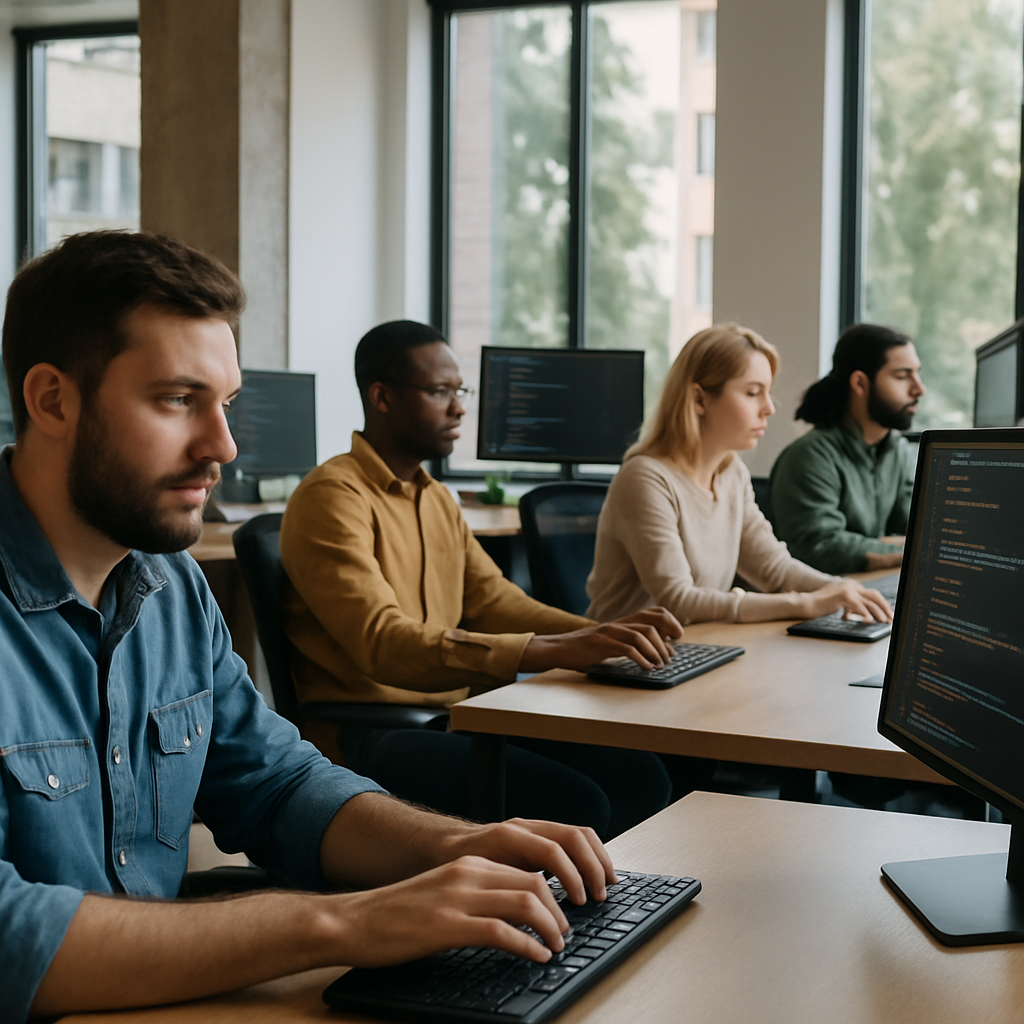 software developers working in modern office