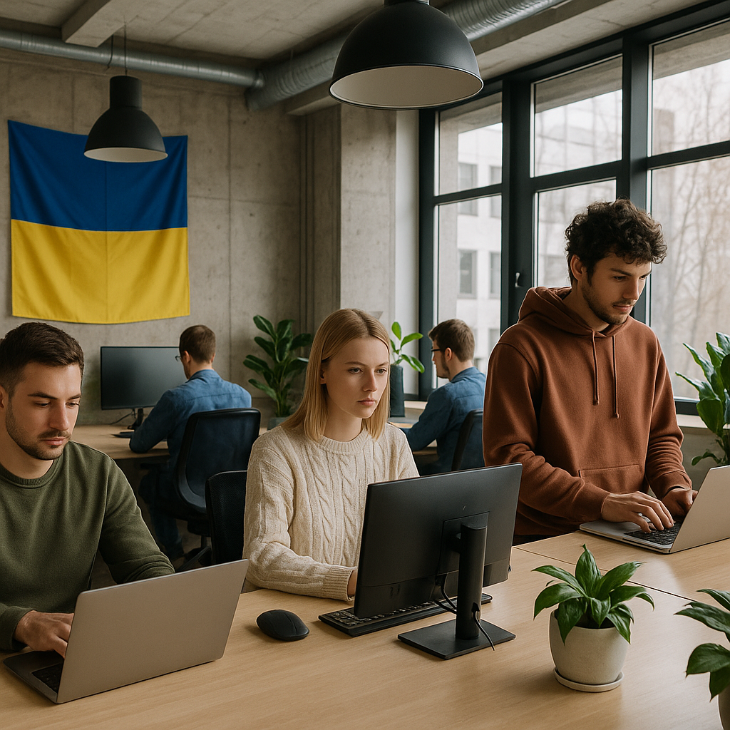 Ukrainian tech startup office modern workspace