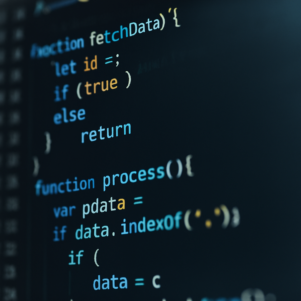 programming code on computer screen JavaScript
