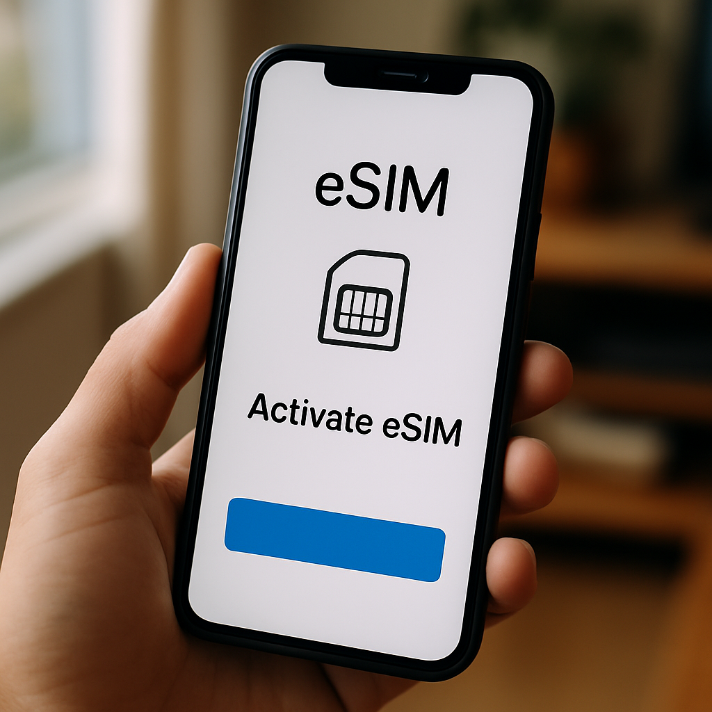 smartphone eSIM technology activation screen