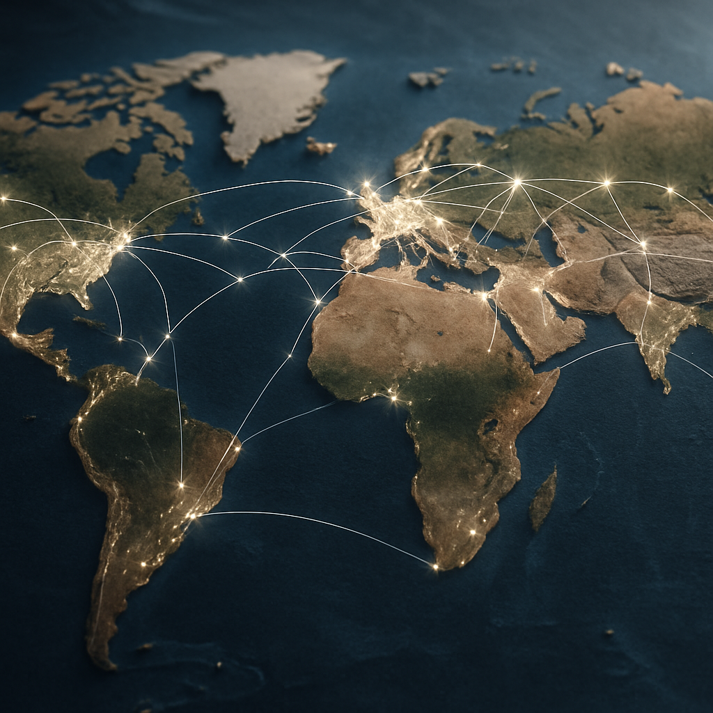 world map digital connectivity network